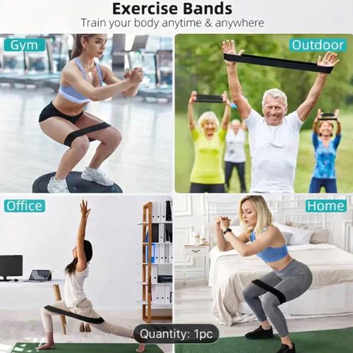 Adjustable Stackable Fitness Resistance Bands - Black Latex Workout Bands for Core, Hip Lift, Leg Strength & Stretching (Portable)