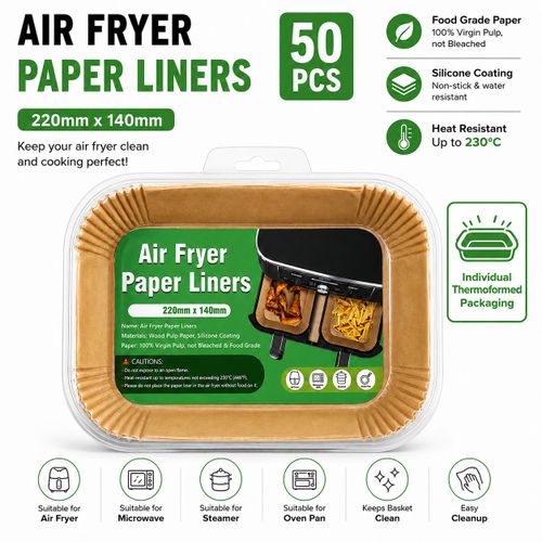 50PCS Disposable Air Fryer Paper Liners Round Parchment Baking Paper Oil Proof Non Stick Heat Resistant Liners for Oven Microwave Roasting