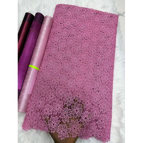 Embroidered Lace Fabric baby pink Floral Vine Design. Baby pink lace. 5 yards. No gele