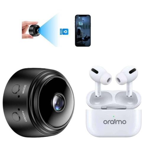 Air-R03 Freepods Earbuds With Mini CCTV Surveillance Camera Night Vision