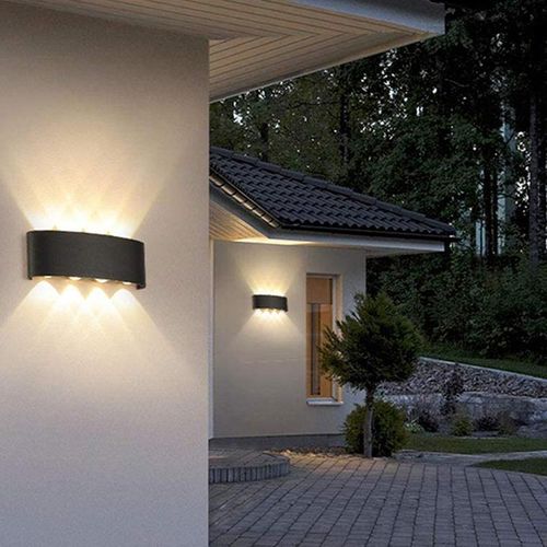 Modern Curved 8-LED Outdoor Up & Down Waterproof Wall Sconce 1pcs