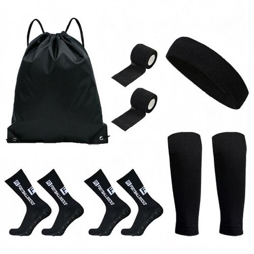 5-Piece Soccer Set: Anti-slip grip socks, sock sleeves, sports straps,and a drawstring backpack,suitable for men and women for ball sports, running, hiking, and other outdoor activities.