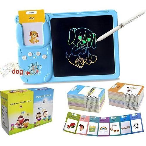 Children Sensory Toy Flash Card Reader Device With Writing Pad