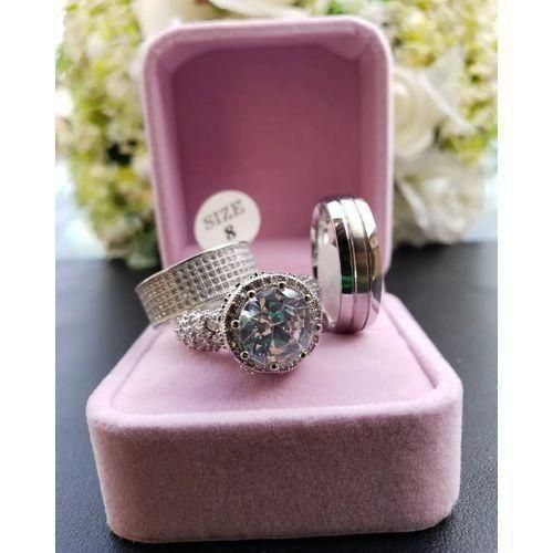 High Quality Silver L925 Couple Wedding Ring Set Silver