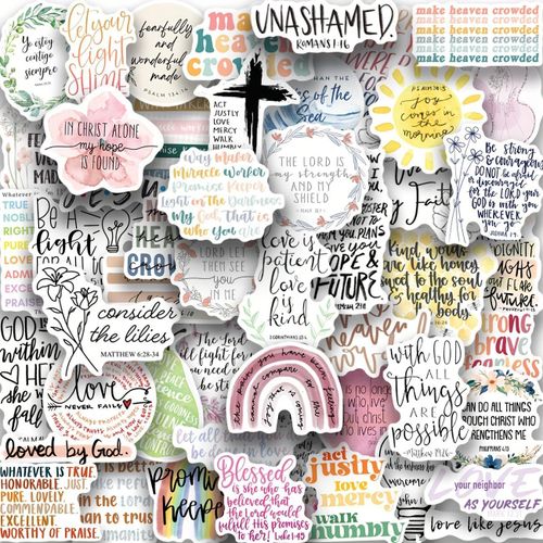 50pcs Cheer up and encourage stickers- Matte Finish, Irregular Shape, Single Use Paper Decals for Water Bottle, Laptop, Luggage, Phone, Notebook, Skateboard - Inspirational Christian Quotes Decor+1pcs Mobile phone type c interface protective case