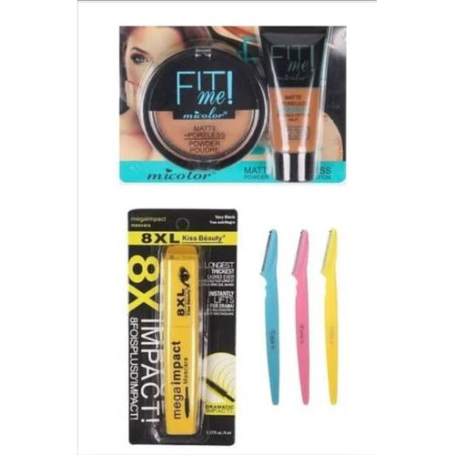 Poreless Powder + Liquid Foundation+ Mascara+Tinkle(6in1)