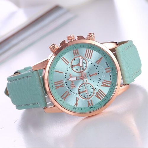 JC Women Watches For Lady Wrist Watch Ladies Quartz PU Band-peppermint green