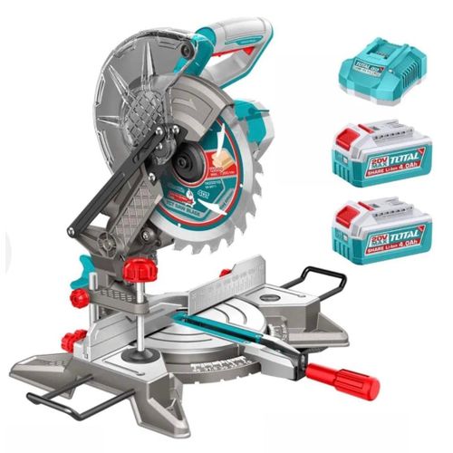8 20V Mitre Saw 2 x 4Ah Batteries Charger Total TMSLI20212