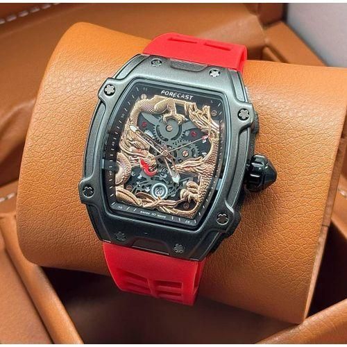 Long Lasting/Non Fading Sophisticated Studded Rubber Red Wristwatch
