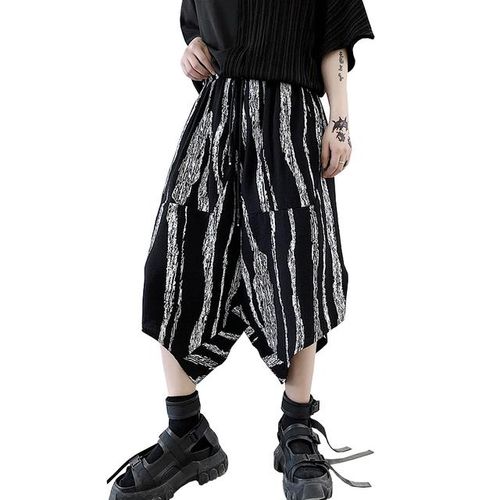 Summer Baggy Pants Men Harajuku Stripes Black And White Hip Hop Style