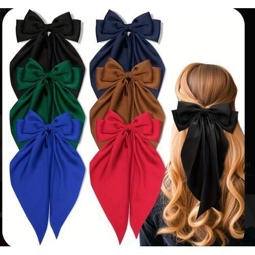 6 In 1 Different Colors Of Bow Ribbon Hair Clip (6pcs)