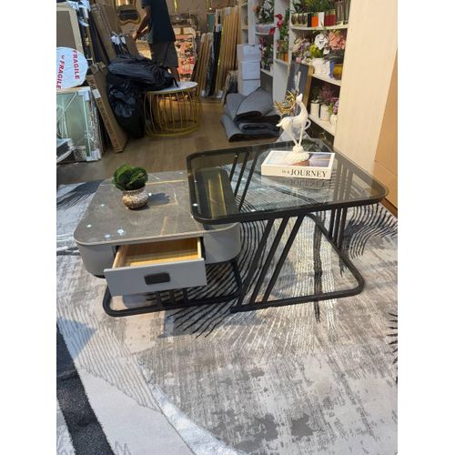 Glass & Marble Coffee Table Set