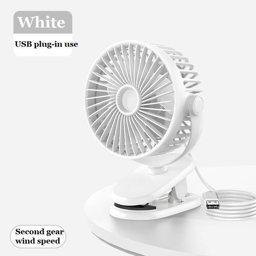 USB Plug-in Use Mini Clipped Fan 360° Rotation 2-speed Wind Desktop Ventilator Silent Air Conditioner for Bedroom Office