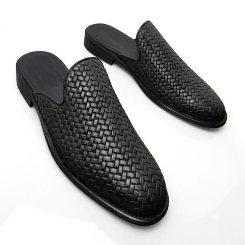 High Quality Men's Basket Leather Half Shoe - Black