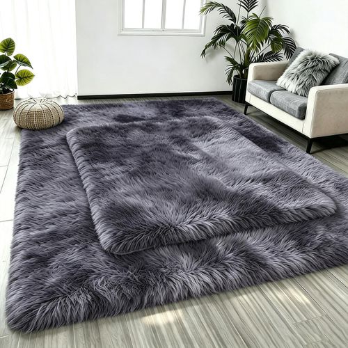 4x6ft + 1.5x2ft 2 In 1 Carpet Set, Washable Anti Slip Floor Mats, Easy Clean Bedroom Rugs