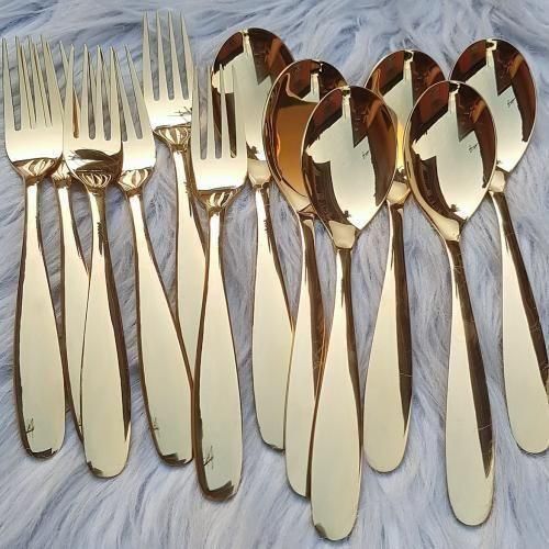 Original set of gold spoon and fork - 12 pcs