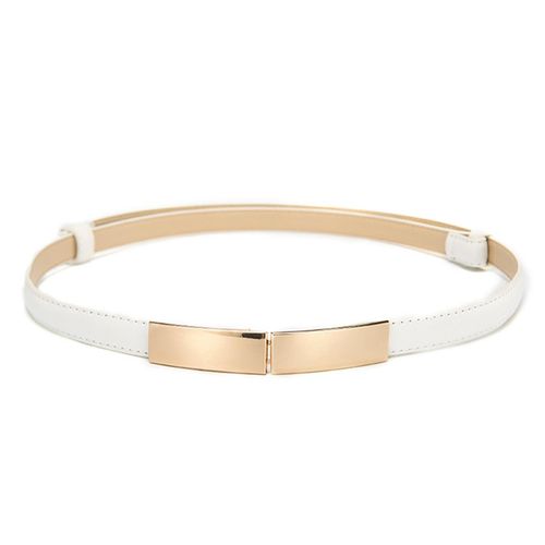 Womens Slim Leather Belt Simple Solid Color Alloy Buckle Belt for Dress Jeans DecorationWhite NO5119