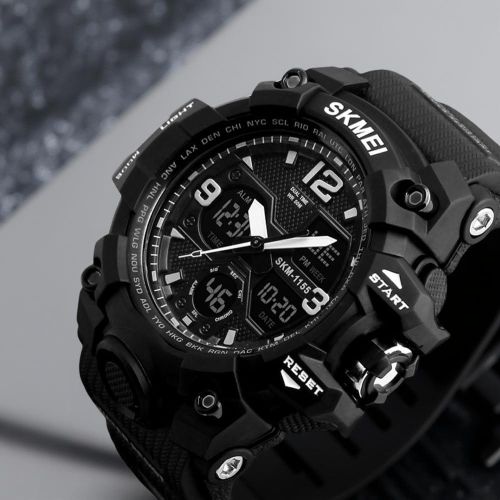 2 Time Elegant intelligent Men's Wristwatch Analogue Digital Quartz with stainless steel black Strip Luminous Unisex watches for Business Shock G Men Outdoor Sports Watch Strap Quartz Analogue Digital Sports Wristwatch water resistance Light- Black