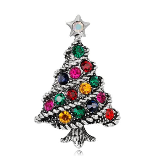 Colorful Christmas Tree Brooch Pin Warm Christmas Atmosphere Brooch Pin for Family Friend Neighbor GiftA NO5419