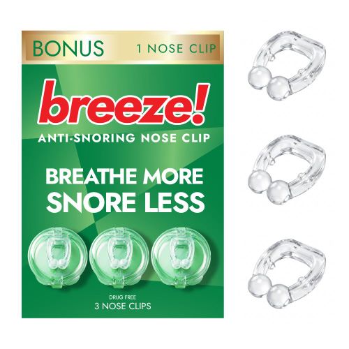 Breeze Magnetic Anti-Snoring Nose Clips (3 Nose Clips) + 1 Bonus Nose Clip