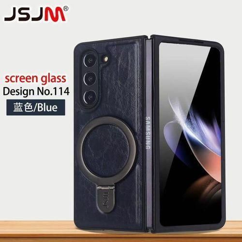 Samsung Galaxy Z Fold 5 Quality Leather Case with adjustable kickstand ring