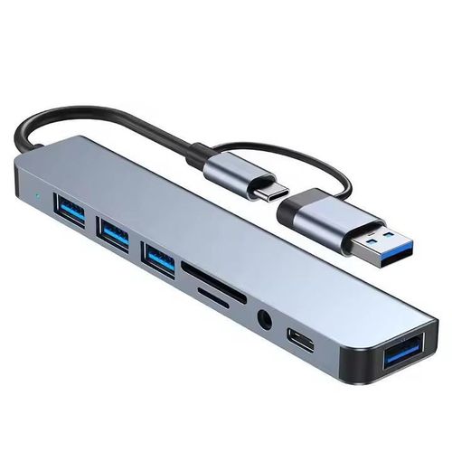 Double Headed 8 in 1 Type-C Hub Multiport Dock Station USB Hub adapter With USB3.0