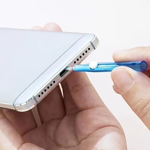 2pcs Blue retractable cleaning pen for mobile phones and headphones Multi purpose device cleaning brush, durable plastic, compact and portable design, suitable for smartphones and tablets Easy to carry technology maintenance tool