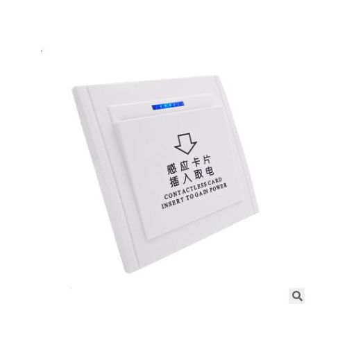 High-End Hotel 40A Contactless Card Power Switch - 125KHz RFID Guestroom Energy Saving Solution - Modern White Design with LED Guide - Fits 86mm Backbox