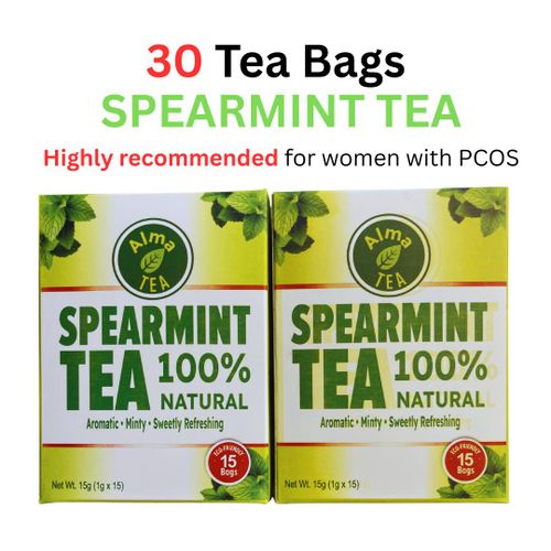 100% Natural Spearmint Tea Bags – Herbal Tea for PCOS Management, Facial Hair Reduction, Hormonal Health & Stress Relief 30 Tea Bags
