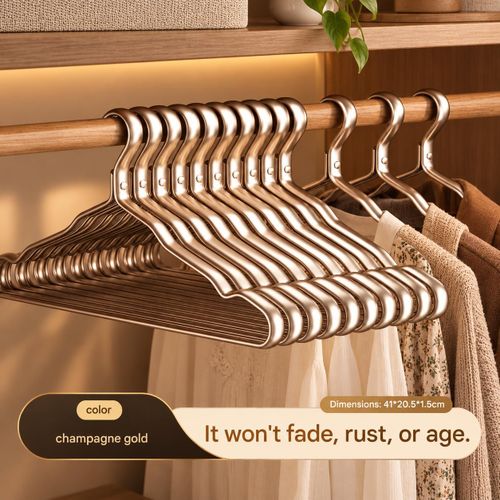 5PCS Luxury Space Aluminum Alloy Hangers, Household Hangers, Anti-slip, non-traceable Clothes, Hanging Wardrobes, Storage Drying Racks, Clothes Hanger Aluminium Coat Hanger Anti-slip Drying Rack Wardrobe Space Saver Hanger