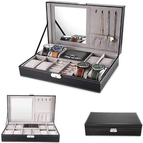 Wrist Watch Cufflinks & Jewelry Storage Case
