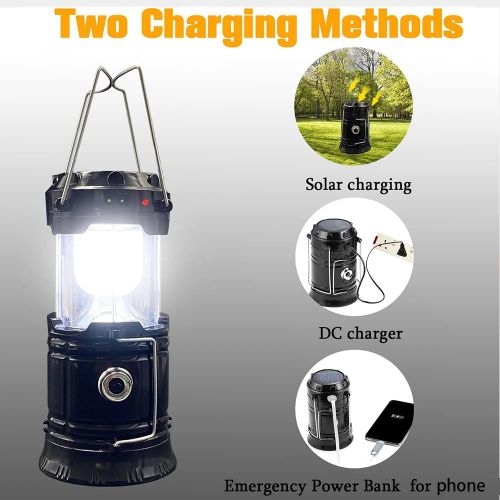 Solar camping lantern - foldable LED solar USB rechargeable lantern flashlight emergency pendant light outdoor camping