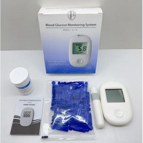 Glucometer Blood Sugar Monitoring Kit Complete Set with 50 Test Strips 50 Lancets