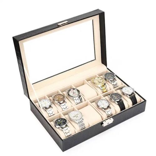 12 Slots Watch Boxes Watch Case with Large Glass Removable Watch Pillows, Watch Box Organizer, Gift for Loved Ones