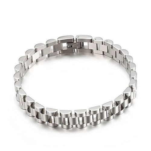 Luxury Silver Link Chain Bracelet for Men High-Polish Stainless Steel Wristband Classic Masculine Hand Chain Jewelry