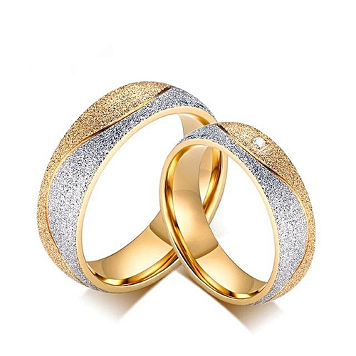Tang Couple Engagement Ring For Women Men Sand Blasted Gold Color