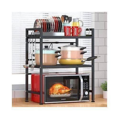 2 TIER EXPANDABLE MICROWAVE OVEN RACK METAL STAND STORAGE SHELF