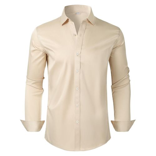 Men's free Corporate Quality Formal Office Plain Long Sleeve Shirt - Cream
