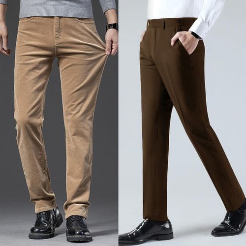 2Pcs High Quality Jeans And Suit Trousers For Men- Brown Dark Brown