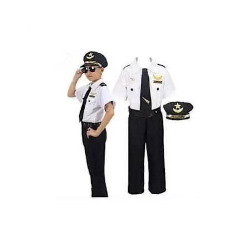 Children's Airline Pilot Dress Up Costume Set - Shirt, Pants, Cap & Tie