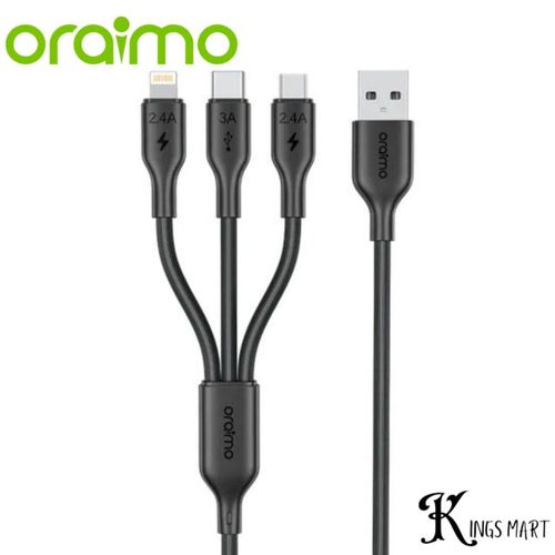 Duraline 4 3A Fast Charging 3-in-1 Type-C iPhone Lightning and Android Micro-USB 12m Cord Cable OCD-118MCL