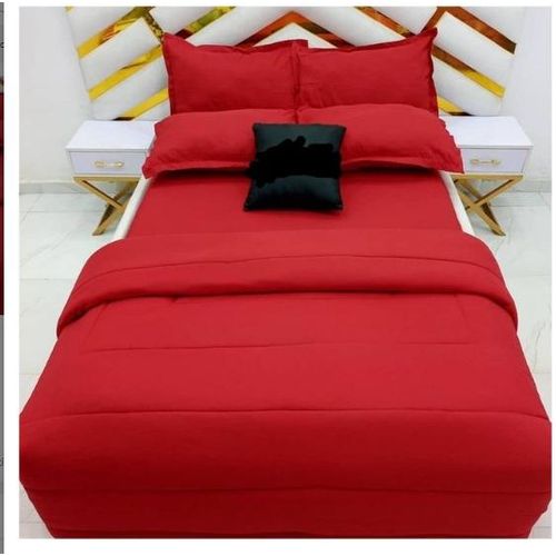 Quality Cotton Plain Bedsheets With Pillowcase-RED