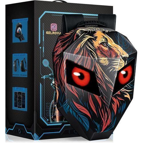 Lion Knight LED Backpack 19, Animated Digital Backpack with Programmable Moving Eyes, Perfect Tech Gear for Style and Fun APP CONTROL