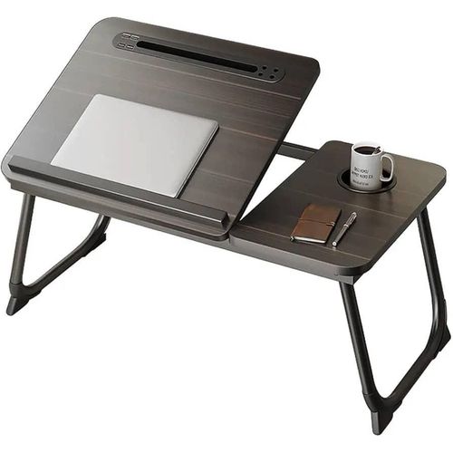 Multi-Functional Adjustable Wooden Folding Bed Tray Table for Laptop Home Study & Reading - Black