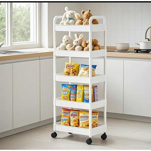 5-Tier Rolling Plastic Storage Rack For Home & Office