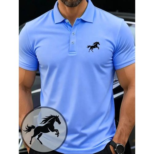 Silver Men's Solid Color Short-Sleeved Polo Shirt Summer Casual Design Classic Fit Polo Shirts Lapel Button Short Sleeve Clothing Top