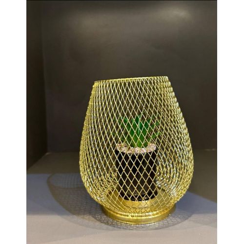 Decorative, pear-shaped, mesh metal container