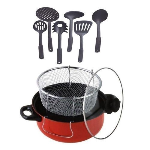 Manual Deep Fryer Non-Stick + Free 6 Set Of Non-Stick Spoon