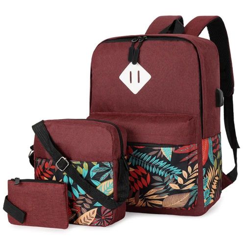 3in1 Floral Laptop Backpack Schoolbag