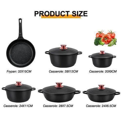 6 Set Non-stick Die Cast Iron Pot Set Cookware- Non-Toxic